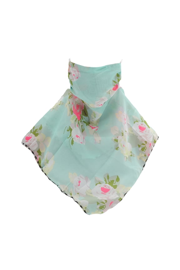 1 Pc Neck Gaiter Flower Triangle Earloop Scarf Mask Bandana Light Green