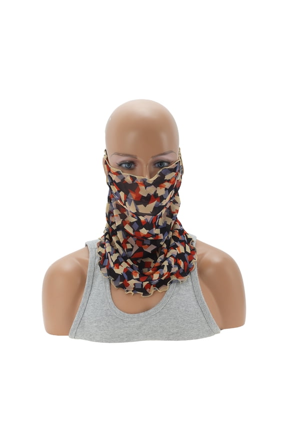 1 Pc Neck Gaiter Geometric Pattern Earloop Scarf Mask Bandana Black Red