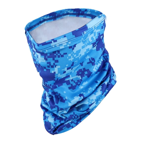 Unique Bargains 1 Pc Neck Gaiter Ice Silk Camouflage Scarf Mask Bandana Blue