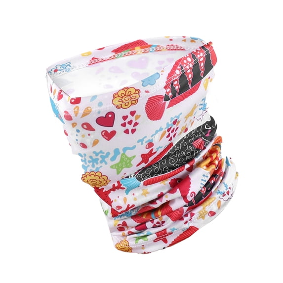 Unique Bargains 1 Pc Neck Gaiter Ice Silk Print Scarf Mask Bandana Beige