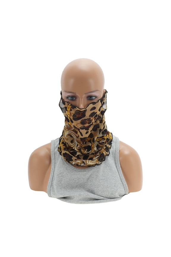 1 Pc Neck Gaiter Leopard Chain Earloop Scarf Mask Bandana Brown