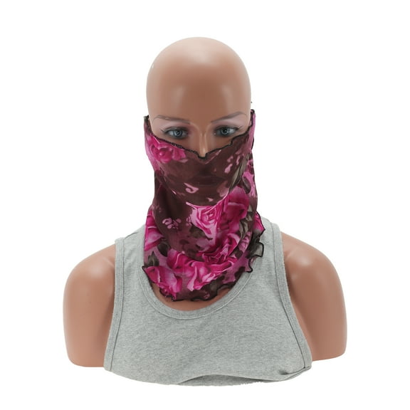 Unique Bargains 1 Pc Neck Gaiter Rose Earloop Scarf Mask Bandana Rose Red