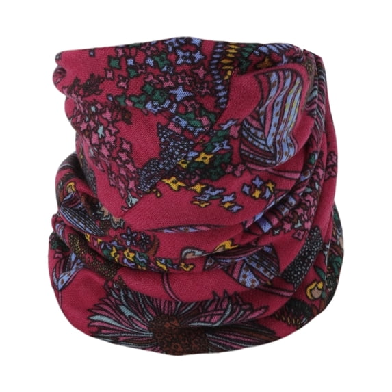 Unique Bargains 1 Pc Neck Gaiter Soft Flowers Face Cover Wine Red Blue Purple