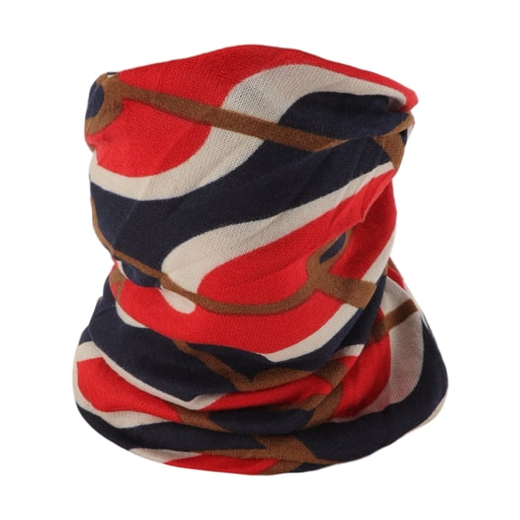 Unique Bargains 1 Pc Neck Gaiter Soft Geometric Face Cover Dark Blue Red Brown White