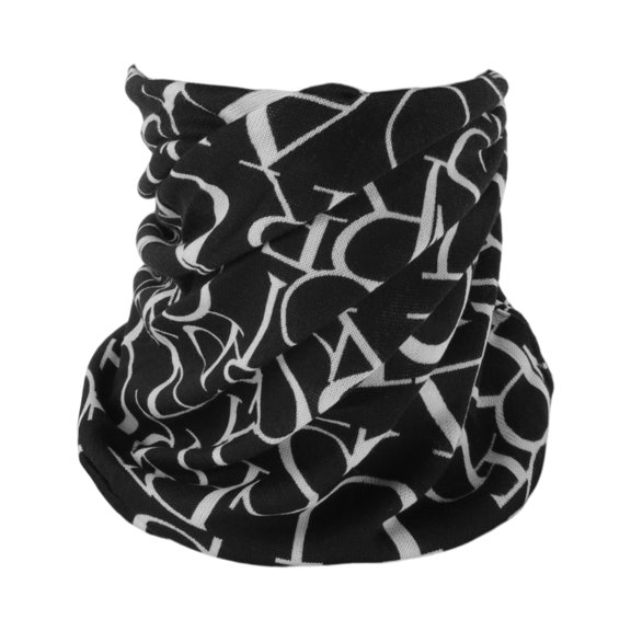 Unique Bargains 1 Pc Neck Gaiter Soft Letters Face Cover Black White