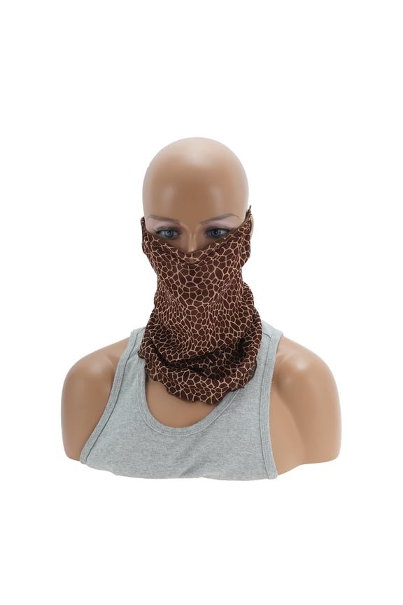 1 Pc Neck Gaiter Texture Pattern Earloop Scarf Mask Bandana Brown