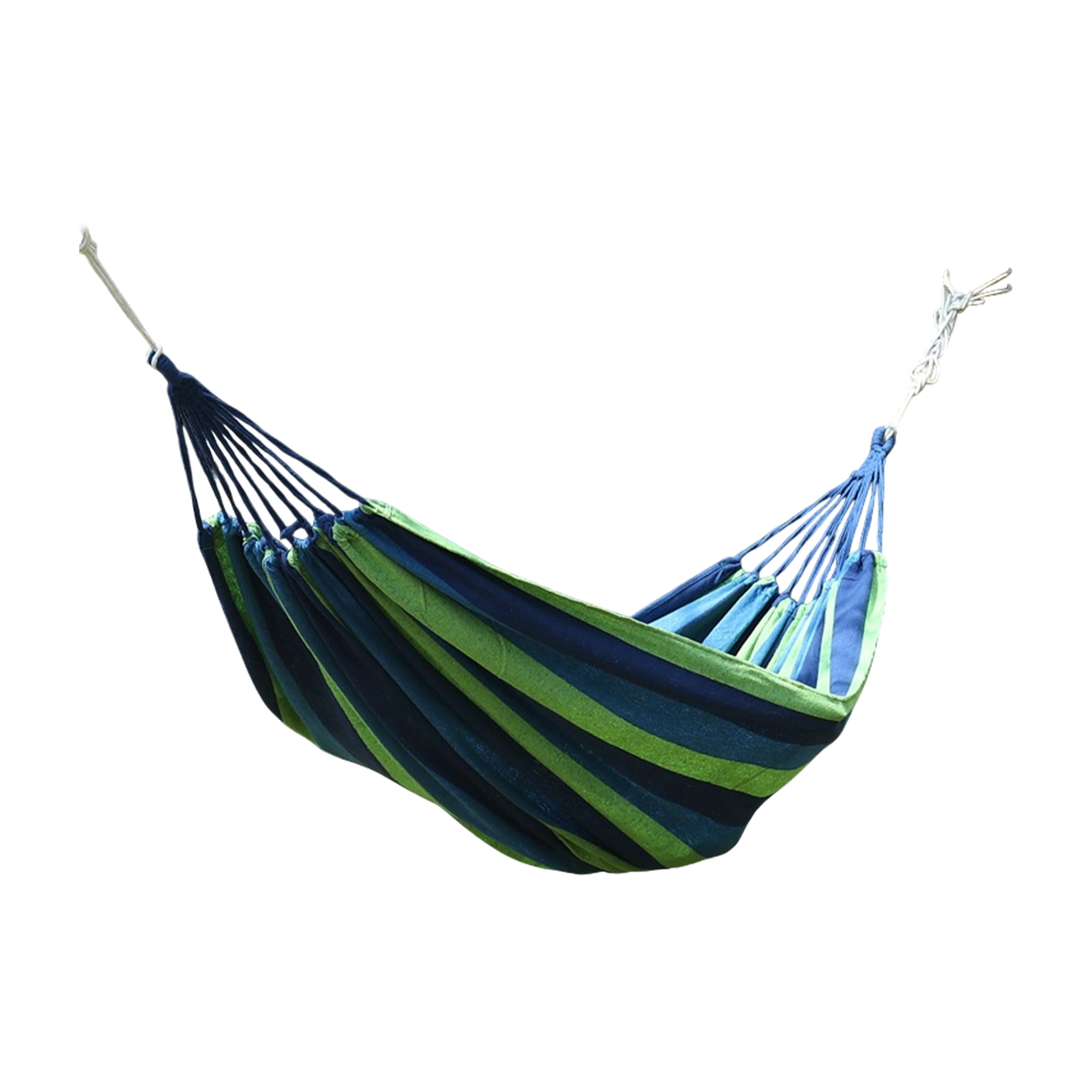 Unique Bargains 1 Pc No Stick Double Hammock for Outdoor Blue Green 102.36" Length