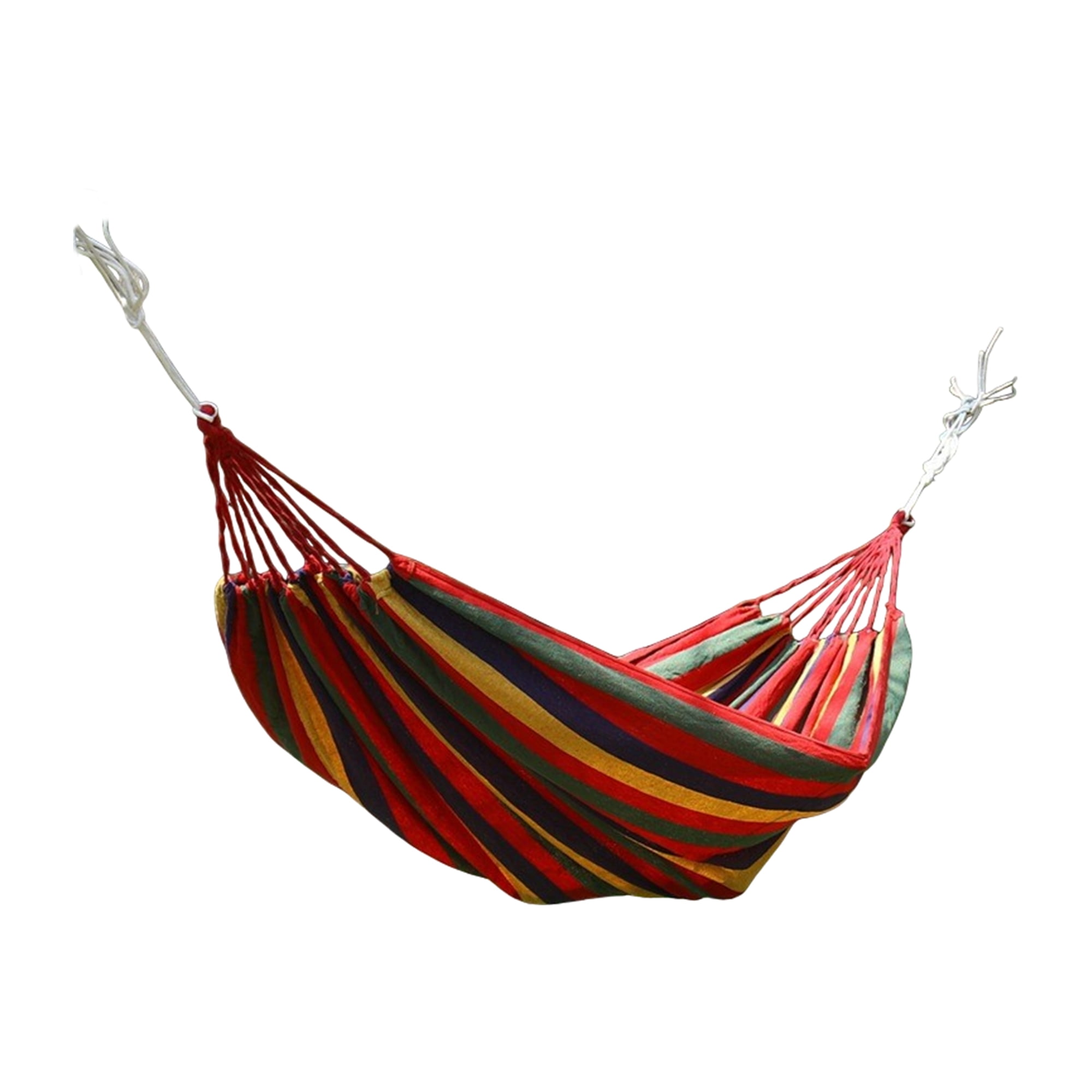 Unique Bargains 1 Pc No Stick Double Hammock for Outdoor Red Green Yellow 102.36" Length
