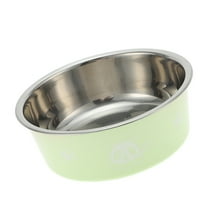 Unique Bargains 1 Pc Non-Skid Medium Dog Bowl Panda Pattern for Indoor and Outdoor Green Stainless Steel Plastic