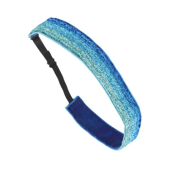 Unique Bargains 1 Pc Non Slip Headband Dance Shining Headband for Sport Blue Green