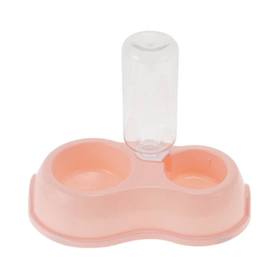 Unique Bargains 1 Pc Non-slip Double Bowl Dog Bowl for Indoor and Outdoor Camping Plastic Pink
