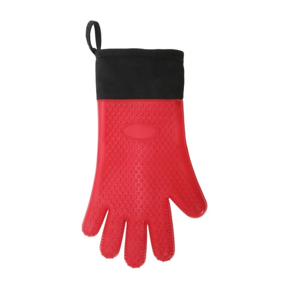 Unique Bargains 1 Pc Non-slip Oven Mitts for Kitchen Red Black