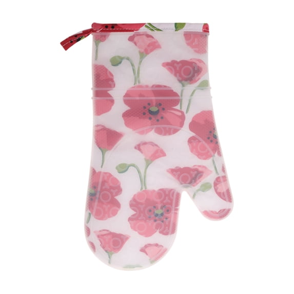 Unique Bargains 1 Pc Non-slip Pattern Oven Mitts for Kitchen Red White