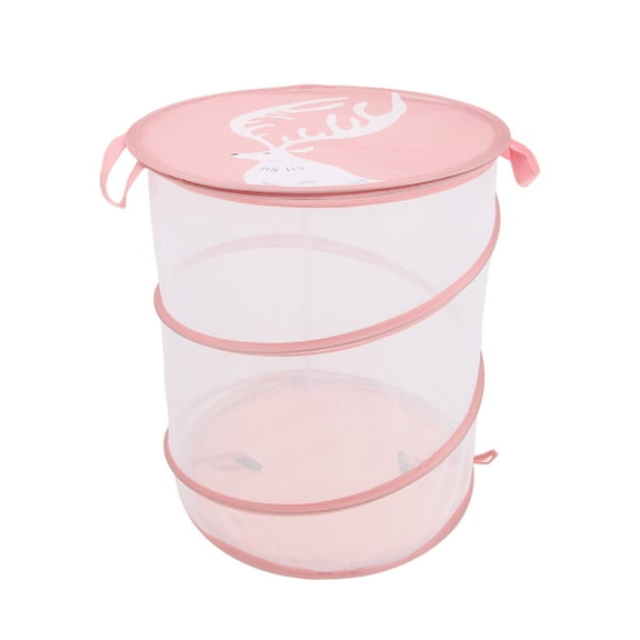 Unique Bargains 1 Pc Nordic Style Laundry Basket for Laundry Room 13.78"x17.72" Lotus Root Pink