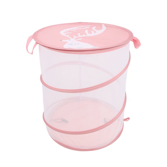 Unique Bargains 1 Pc Nordic Style Laundry Basket for Laundry Room 13.78"x17.72" Lotus Root Pink