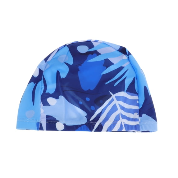 Unique Bargains 1 Pc Nylon Seaweed Print Swim Cap Blue