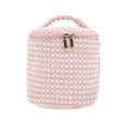 thumbnail image 1 of Unique Bargains 1 Pc Organizational Cylinder Dots Makeup Bag for Travel Pink Plush, 1 of 2