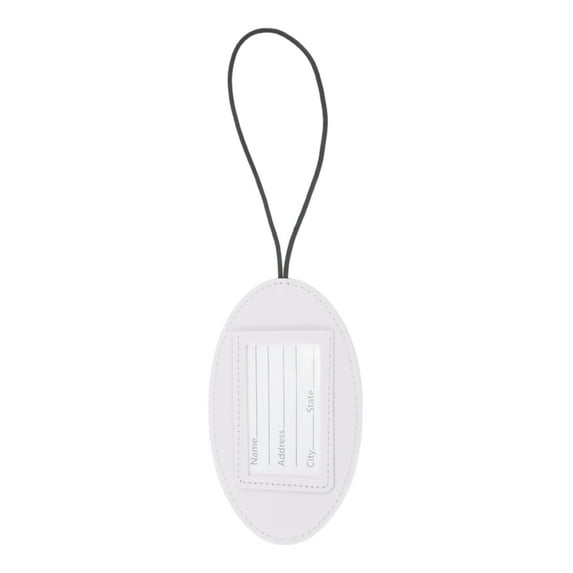 Unique Bargains 1 Pc Oval Elastic Cord Luggage Tag for Travelling White Polyurethane