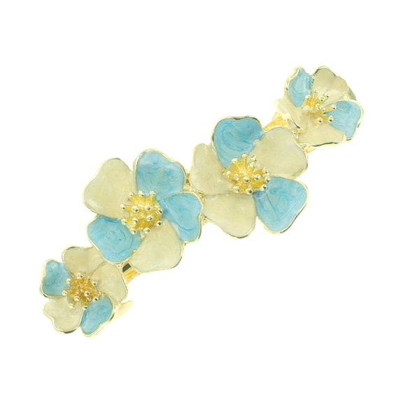 Unique Bargains 1 Pc Paint Lily Flowers French Barrette Hair Clips Hairdo Clip for Home Blue