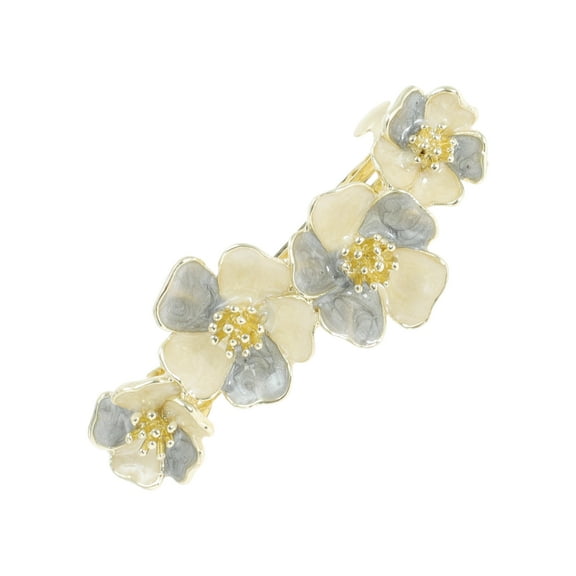 Unique Bargains 1 Pc Paint Lily Flowers French Barrette Hair Clips Hairdo Clip for Home Gray