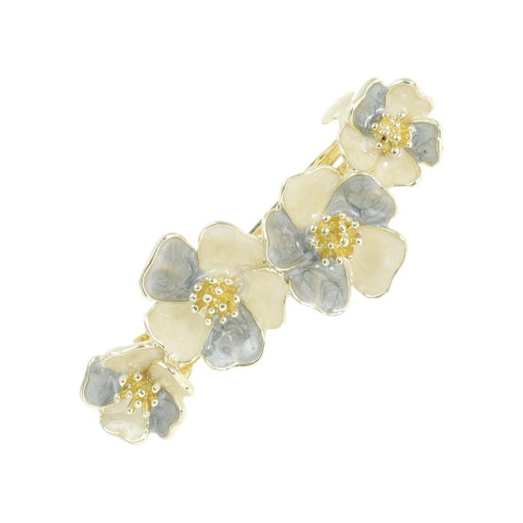 Unique Bargains 1 Pc Paint Lily Flowers French Barrette Hair Clips Hairdo Clip for Home Gray