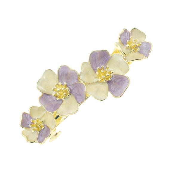 Unique Bargains 1 Pc Paint Lily Flowers French Barrette Hair Clips Hairdo Clip for Home Purple