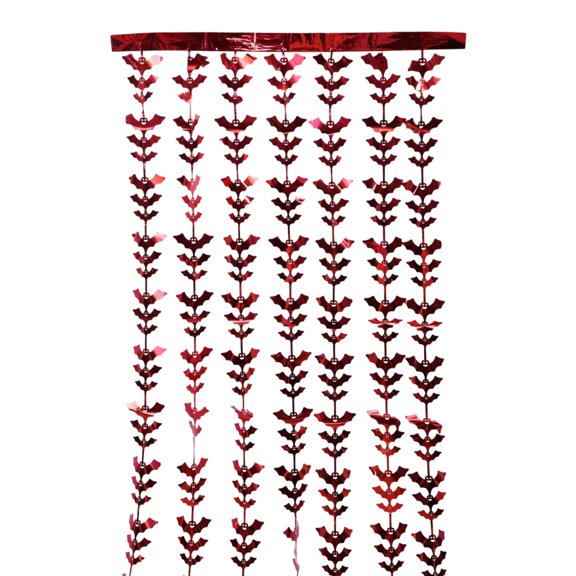 Unique Bargains 1 Pc Party Streamer Curtain Halloween Bat Party Backdrop Red