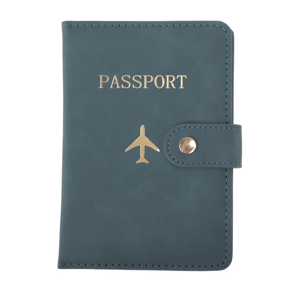 Unique Bargains 1 Pc Passport Holder Button Design Passport Sleeve Blue