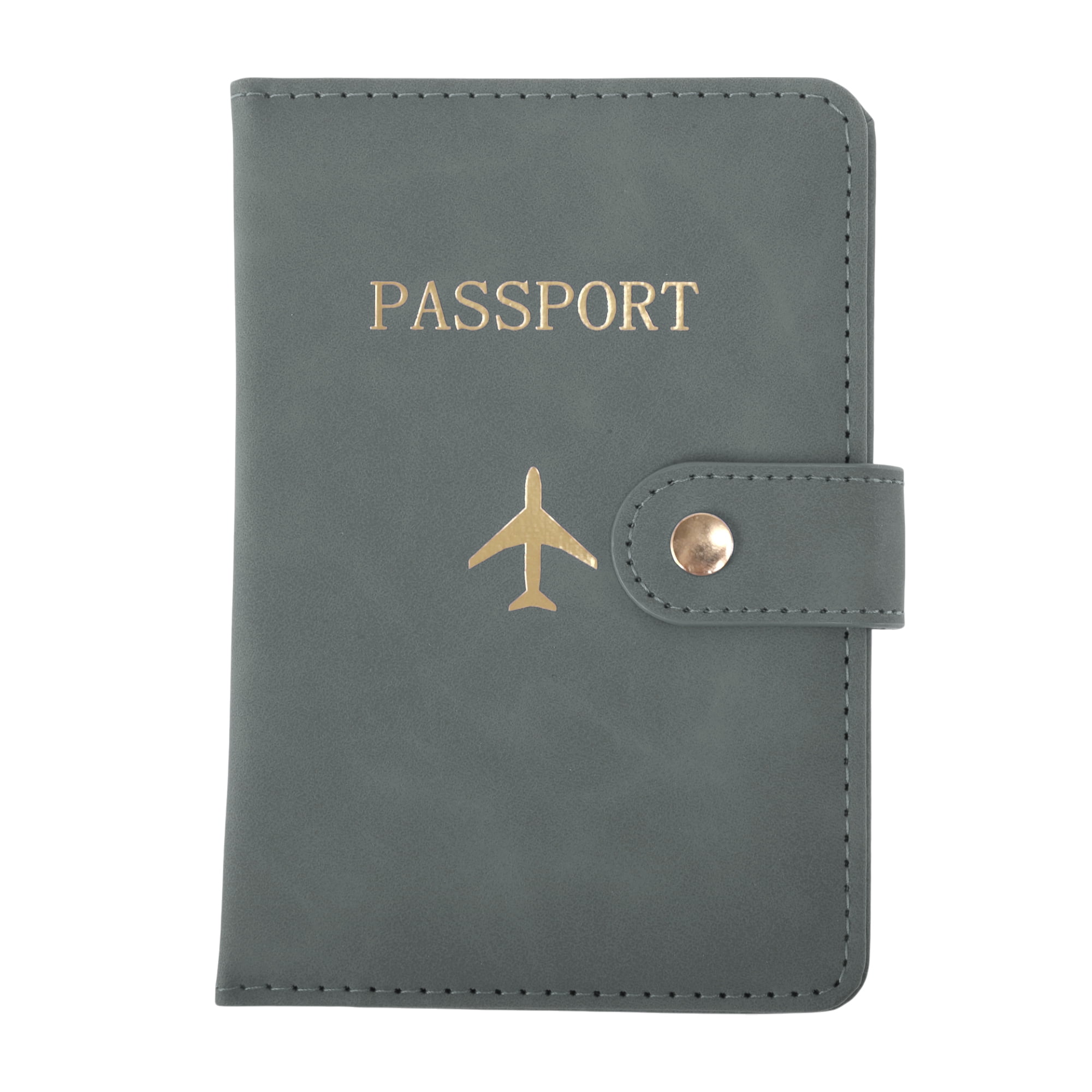 Unique Bargains 1 Pc Passport Holder Button Design Passport Sleeve Dark ...