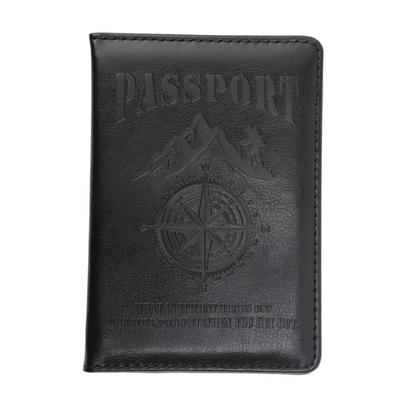 Unique Bargains 1 Pc Passport Holder Compass Passport Sleeve Black