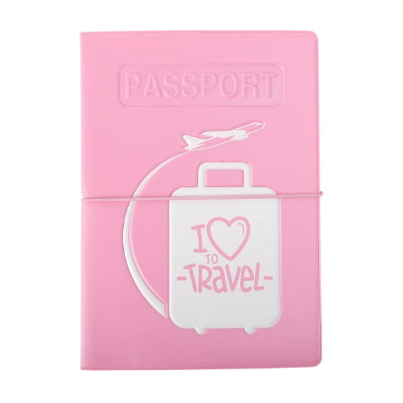 Unique Bargains 1 Pc Passport Holder Durable Airplane Luggage Print Document Holder for Travel Pink