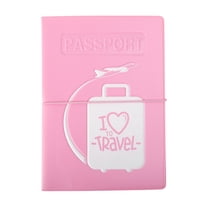 Unique Bargains 1 Pc Passport Holder Durable Airplane Luggage Print Document Holder for Travel Pink