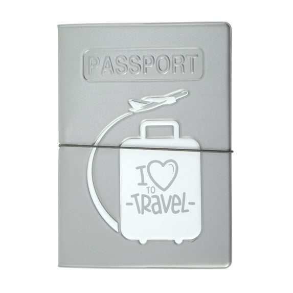 Unique Bargains 1 Pc Passport Holder Durable Airplane Luggage Print Document Holder for Travel Silver Tone