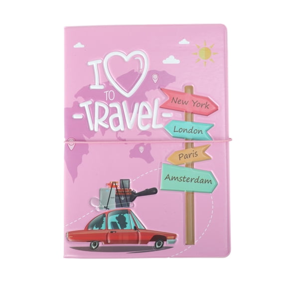 Unique Bargains 1 Pc Passport Holder Durable Creative Cartoon Heart Document Holder for Travel Pink