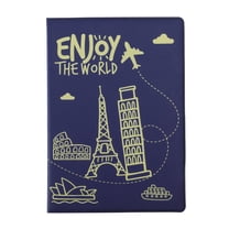 Unique Bargains 1 Pc Passport Holder Durable Eiffel Tower Airplane Document Holder for Travel Blue