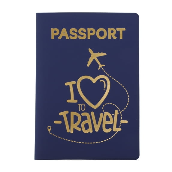 Unique Bargains 1 Pc Passport Holder Durable Heart Airplane Document Holder for Travel Blue