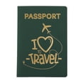 thumbnail image 1 of Unique Bargains 1 Pc Passport Holder Durable Heart Airplane Document Holder for Travel Forest Green, 1 of 5