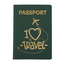 Unique Bargains 1 Pc Passport Holder Durable Heart Airplane Document Holder for Travel Forest Green