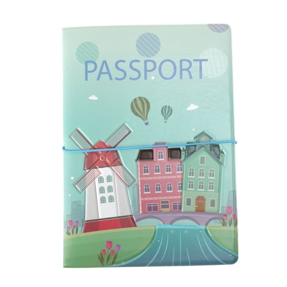 Unique Bargains 1 Pc Passport Holder Durable Windmill Document Holder for Travel Light Blue