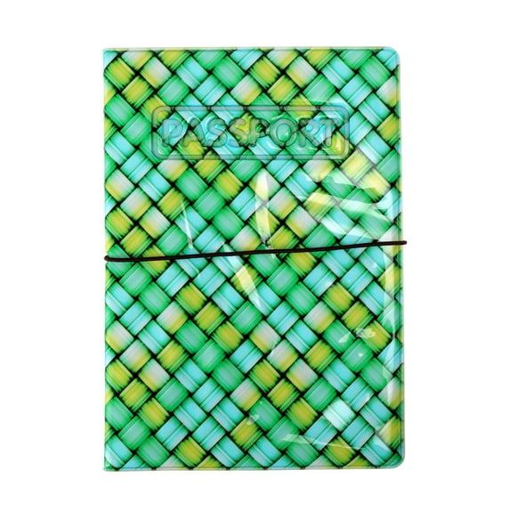 Unique Bargains 1 Pc Passport Holder Durable Woven Plaid Document Holder for Travel Green