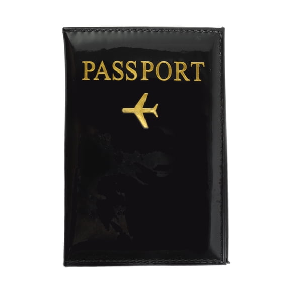 Unique Bargains 1 Pc Passport Holder Glossy Passport Sleeve Black