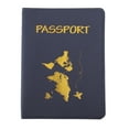 thumbnail image 1 of Unique Bargains 1 Pc Passport Holder Gold-stamped Map Passport Sleeve Dark Blue, 1 of 5