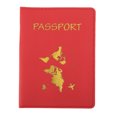thumbnail image 1 of Unique Bargains 1 Pc Passport Holder Gold-stamped Map Passport Sleeve Red, 1 of 5