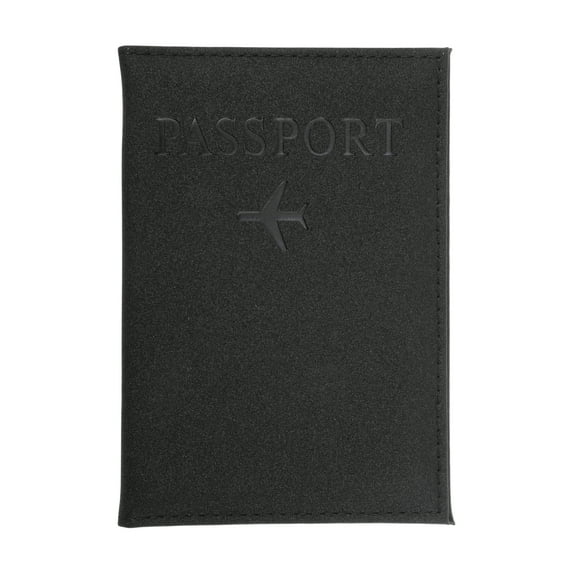 Unique Bargains 1 Pc Passport Holder Letter Airplane Pattern Passport Sleeve Black