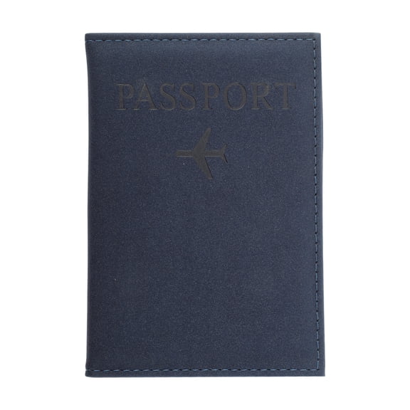 Unique Bargains 1 Pc Passport Holder Letter Airplane Pattern Passport Sleeve Dark Blue