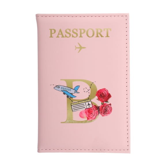 Unique Bargains 1 Pc Passport Holder Letter B Passport Sleeve Pink