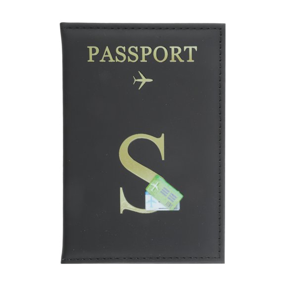 Unique Bargains 1 Pc Passport Holder Letter S Passport Sleeve Black