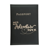 Unique Bargains 1 Pc Passport Holder Letters Design Passport Sleeve Black