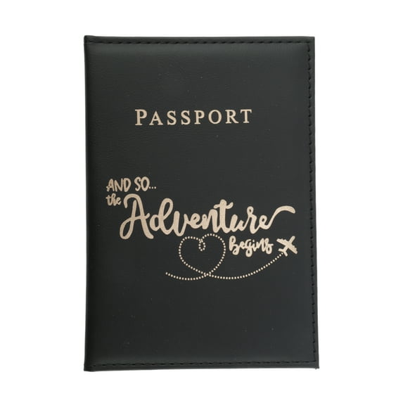 Unique Bargains 1 Pc Passport Holder Letters Design Passport Sleeve Black