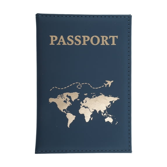 Unique Bargains 1 Pc Passport Holder Map Plain Weave Passport Sleeve Dark Blue